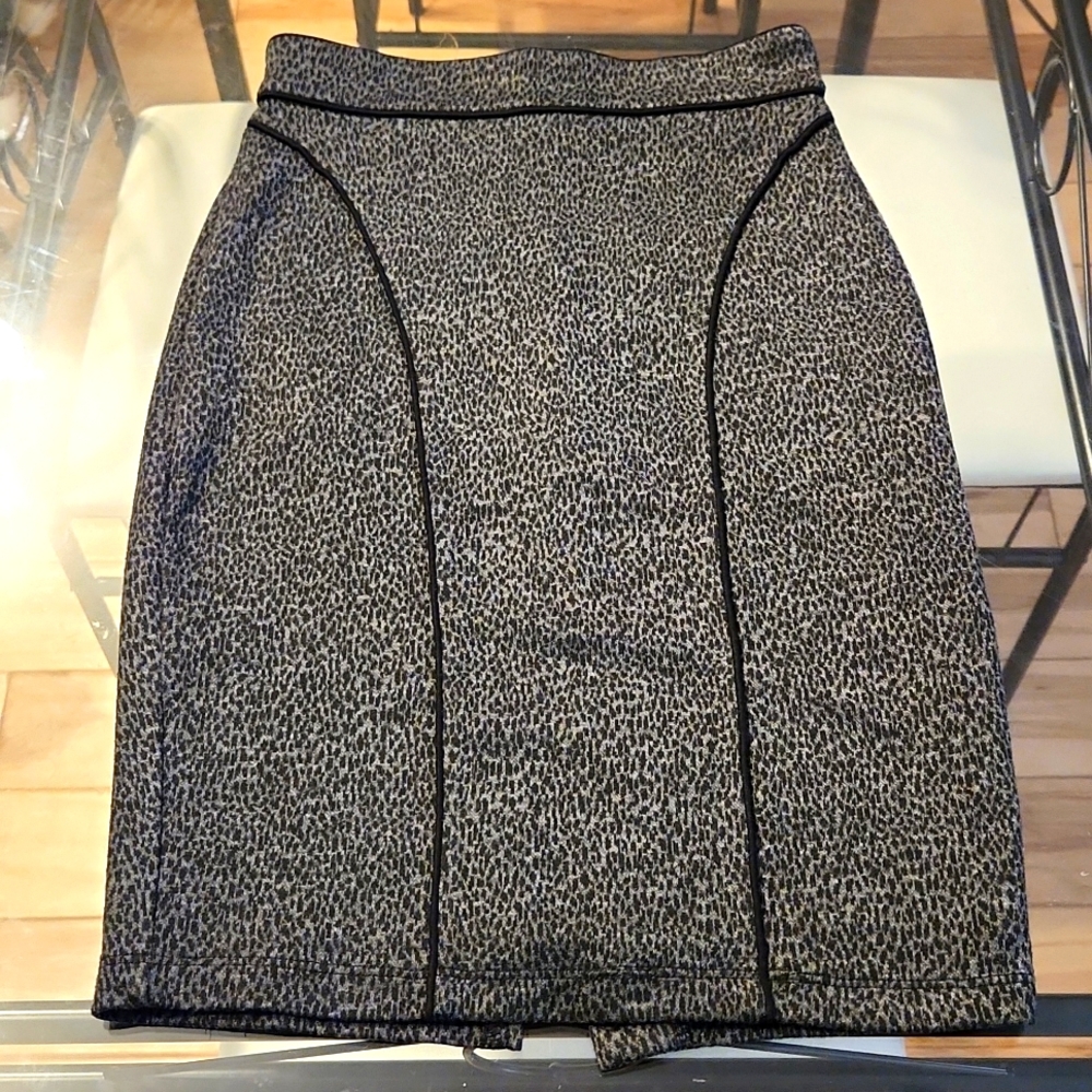 Dark Gray/Black Animal Print Pencil Skirt